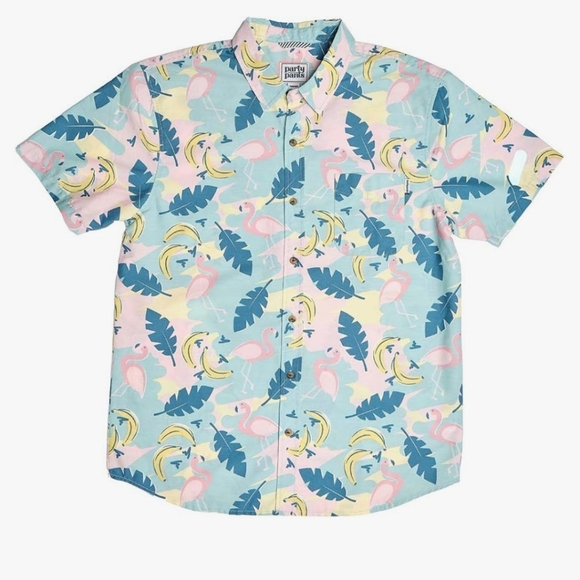 Party Pants Flamingo Banana Print Men's Shirt - Picture 15 of 16